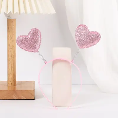Valentinstag-Glitzer-Pfirsich-Herz-Haarklammer mit Brillen-Set - 8