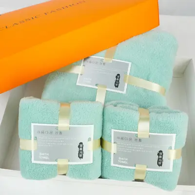 Mercan polar fleece havlu üç parçalı set - 2