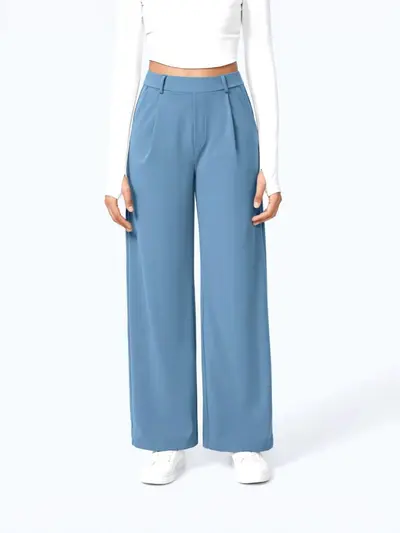 Anzughose, Alltagshose mit Taschen, weit geschnittene gerade Hose