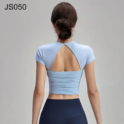 Women's Yoga Set with Chest Pads, Short Sleeve, Quick-Dry - 7