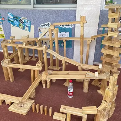 幼儿园轨道滚珠积木实木大型益智玩具儿童搭建积木立交桥磁力积木 - 8