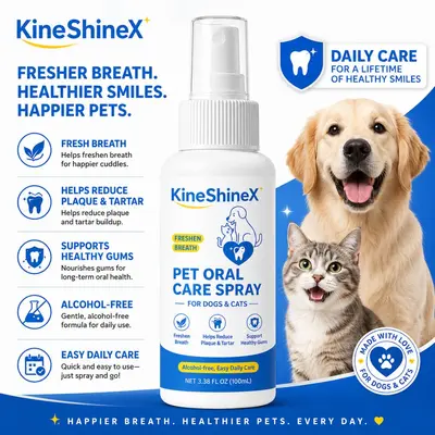 KineShineX Kedi ve Köpek Ağız Bakım Spreyi, Nefes Tazeleyici, Diş Taşı Azaltıcı