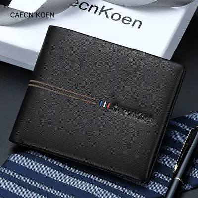 Herren-Kurzbrieftasche aus echtem Leder, weiches Rindsleder, quer, Modell 2020 - 6