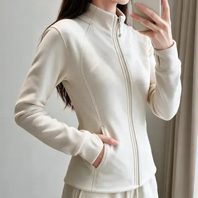Kadın Slim Fit Polar Fleece Fermuarlı Ceket, Kalın, Dik Yaka, 2026 Sezon - 7