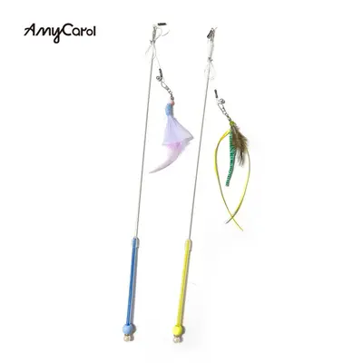 Feather Cat Teaser Wand with Rustling Paper and Long Rope - 2