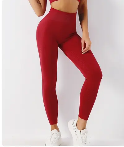 Kadın Kaburgalı Dikişsiz Yoga Tayt, Yüksek Bel, Kalça Kaldırıcı - 12