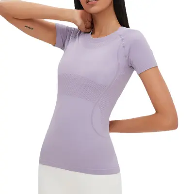 Seamless Breathable Short Sleeve Yoga T-Shirt - 6