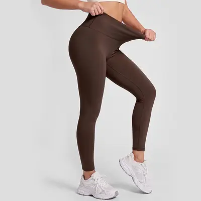 Seamless Peach Hip Yoga Pants, High-Waisted, Full Length - 9