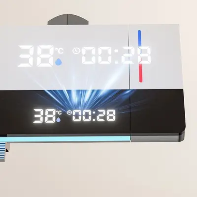 Tabanca grisi duş başlığı dijital ekran atmosfer ışığı seti ev piyano tuşu banyo tuvalet duş duş başlığı