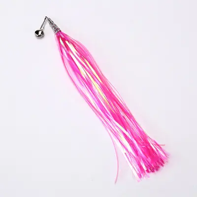 Cat Teaser Wand Replacement Head with Crinkle Paper, Bell and Colorful Tassels - 6