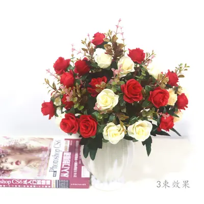 Künstliche Blumen im europäischen Stil, 12 kleine Rosen, Hochzeitsstrauß