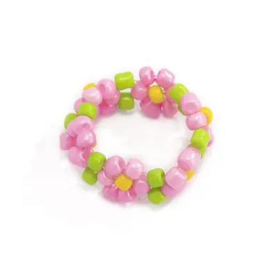 Bohemian Colourful Flower Woven Bead Ring