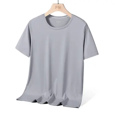Herren-Laufshirt aus Eisseide, kurzarm, locker, elastisch, schnelltrocknend, Plus Size - 9