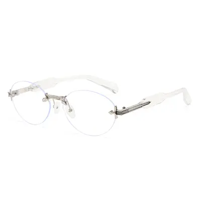 Retro Oval Frameless Sunglasses Unisex with Cut-Edge Lenses - 11
