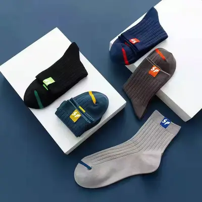 Men's Autumn Winter Long Socks, Pure Color Cotton Mid-Tube Socks, Trendy Odor-Resistant Sweat-Absorbent Long Tube Men's Socks, Comfortable