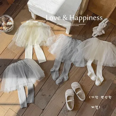 Girls' Cotton Tights Skirt Pants, Spring/Autumn, Ballet Style