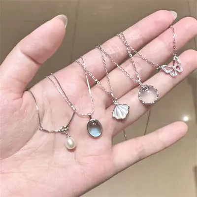 Kadınlar için günlük çok yönlü S925 gümüş akuamarin kelebek kolye, solmayan, niş, üst düzey, erişilebilir lüks köprücük kemiği zinciri yeni