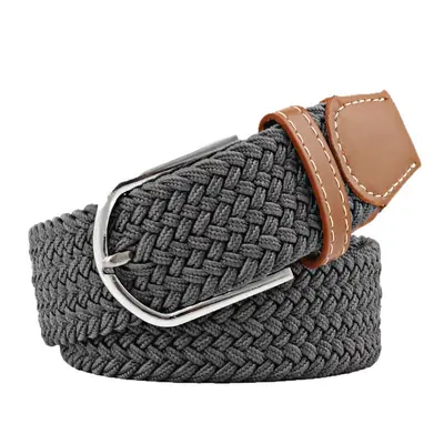 Elastic Waistband New Men's Golf Stretch Belt Women's Casual Woven Canvas Pin Buckle Leather Belt In Stock