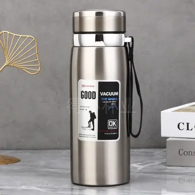 316 Paslanmaz Çelik Termos Şişe, 1000 ml, Askılı Taşıma Kulplu - 2