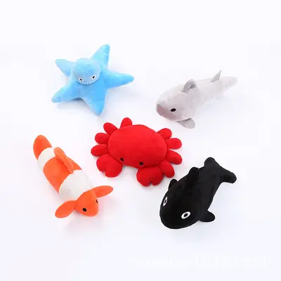 Ocean Series Plush Crab and Fish Cat Toy with Catnip, Chew Resistant - 2