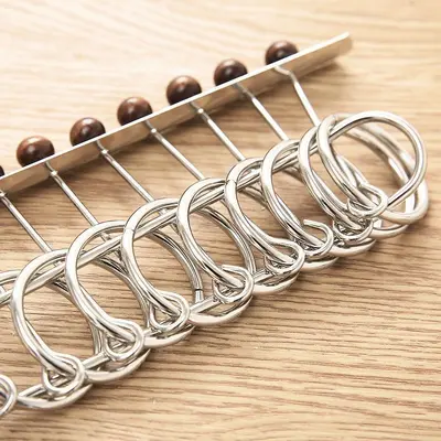 Metal Nine-Ring Brain Teaser Puzzle, Small 15.2 cm Disentangling Toy - 4