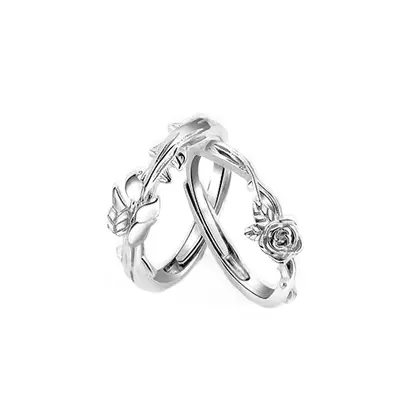 Weizen- und Rosen-Doppelringe, ein Paar Valentinstag einfache Weizenblüten-Ringe, elegante und schliche offene Ringe