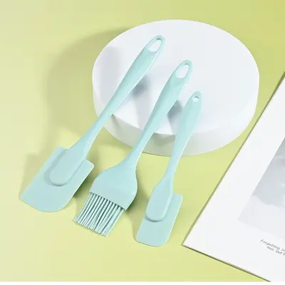 Silikonspatel-Backaccessoire-Set aus Grenzbestand, dreiteilig, weiche Schaber, Lebensmittelqualität Kuchencrème-Spatel. - 8