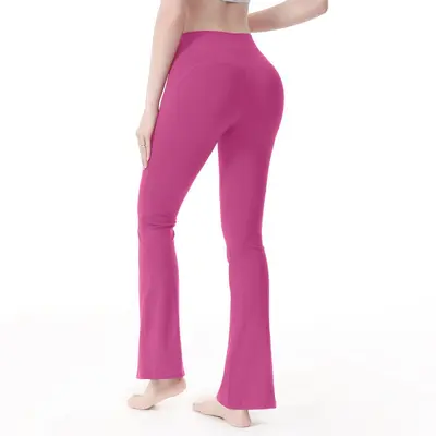 Leopard Print Micro Flare Yoga Pants, Slim Fit - 8