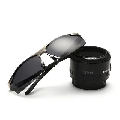 Men's Polarized Sunglasses, Aluminum-Magnesium Alloy Retro Driving Glasses 6033 - 1