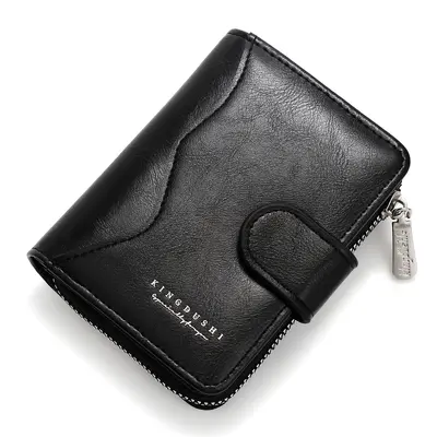 Oil Wax Leather Men's Vertical Wallet, Zipper and Snap Closure - 5