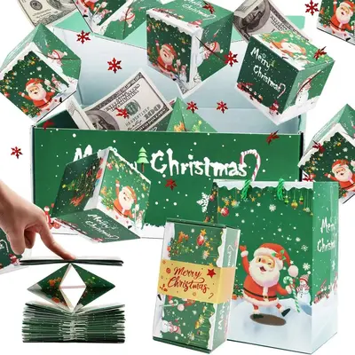 Christmas Surprise Pop-Up Gift Box, Foldable Red Envelope