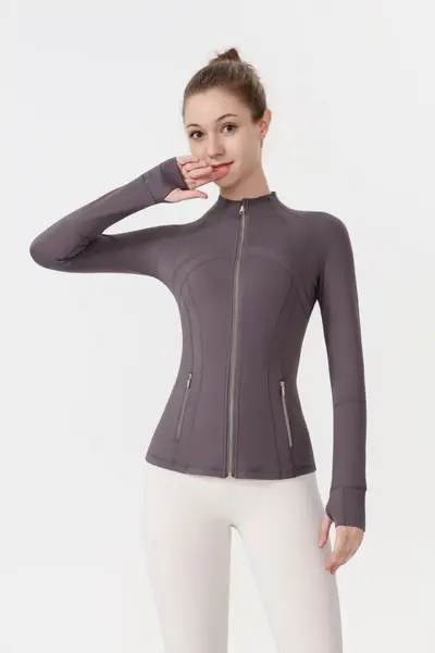 Women's Stand-Collar Zip Jacket Long Sleeve Yoga and Fitness Jacket - 13