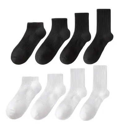 Herren-Socken Baumwollsocken Herren Schwarz-Weiß-Grau Mittellang-Socken Herren Sport Lange weiße Socken Dünn weiße Socken