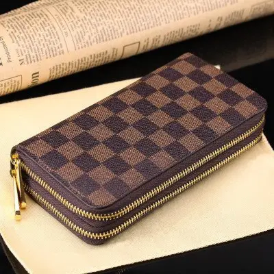 Genuine Leather Men's Clutch Wallet with Double Zipper - 7