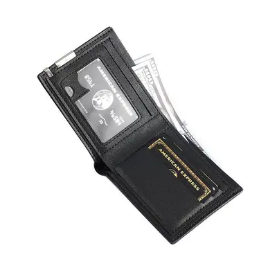 Erkek Kısa Cüzdan, Retro Baskılı, İkiye Katlanmış Bozuk Para Bölmeli - 5