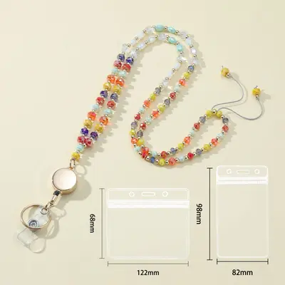 Neues grenzüberschreitendes Bestseller-Lanyard mit bunten Kristallperlen, Schlüsselband für Ausweishalter und ID-Badges, dehnbare Halskette LANYARD