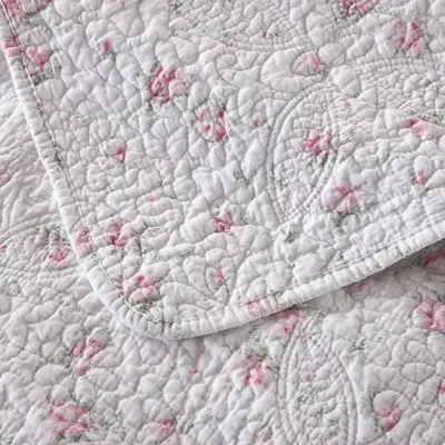 Baumwoll-Steppdecke mit Blumenmuster im Landhausstil, 3- oder 4-teiliges Set - 2