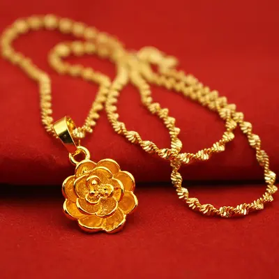 Women's Water Drop Pendant Necklace with Flower Collarbone Chain - 12