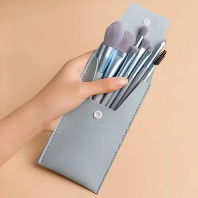 8 mini makeup brush set Morandi portable soft hair beauty tool set for beginners - 11