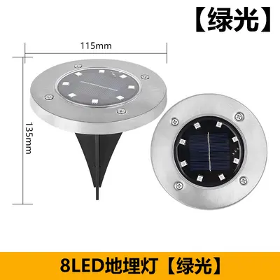 Güneş enerjili 8 LED paslanmaz çelik çim ışığı, su geçirmez - 12