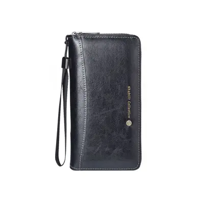 Men's Long Zipper Wallet with Multiple Card Slots, Large Capacity Leather Clutch - 7