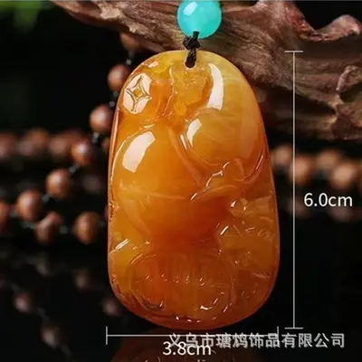 新款复古民族风老蜜蜡吊坠鸡翅木长项链女无事牌毛衣链棉麻配饰 - 10