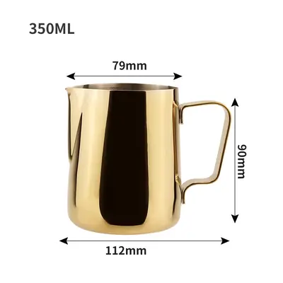 Stainless Steel Latte Art Milk Frothing Pitcher with Measurement Marks and Spout - 11