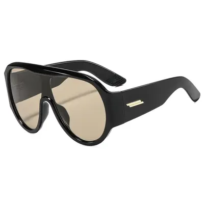 Oversized Pilot Sunglasses with One-Piece Lens - 5
