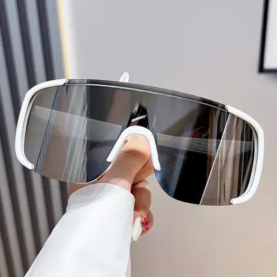 Outdoor-Radbrille, einteilig, winddicht, silberner Rahmen - 7