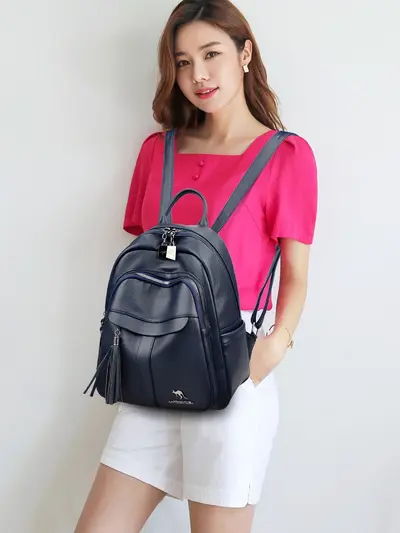 Kanguru Soft Leather Large Capacity Backpack - 4