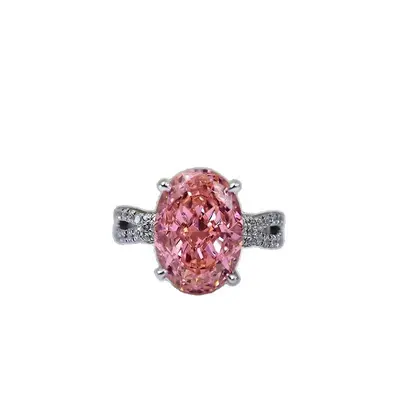 15 karat pembe güvercin yumurta yüzüğü, tam taşlı - 6