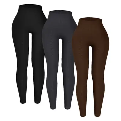 Gerippte nahtlose Yoga-Leggings mit hohem Bund - 5