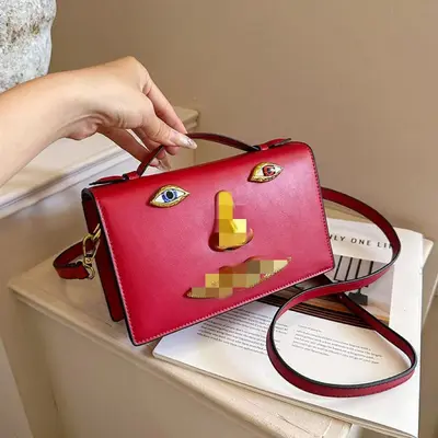 Women's Silver Patent Leather Small Square Handbag with Shoulder Strap - 9