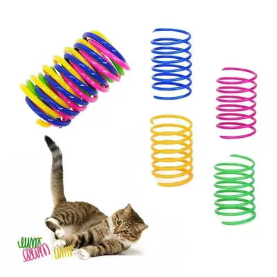Colorful Spiral Spring Cat Toy, Interactive Puzzle - 3